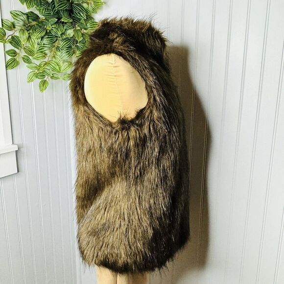 KENAR Faux Fur Sz M Chocolate Brown Hook Eye Closure Vest Luxury Extravaganza - Picture 5 of 12